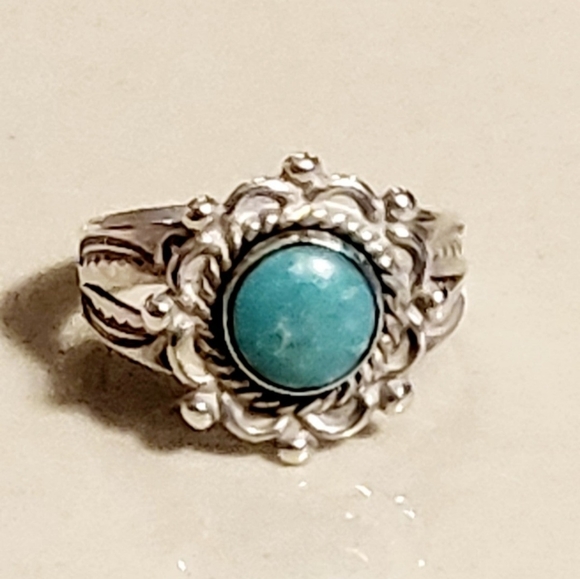 Solid sterling silver bell trading post turquoise ring size 6 - Picture 3 of 6